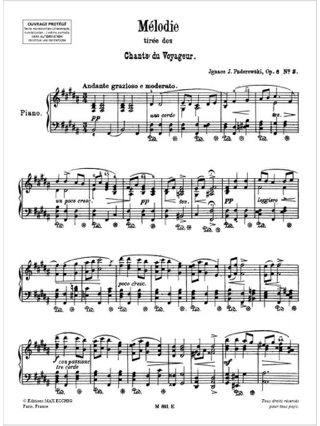 Mélodie op. 8-3 - Ignacy Paderewski - Partition